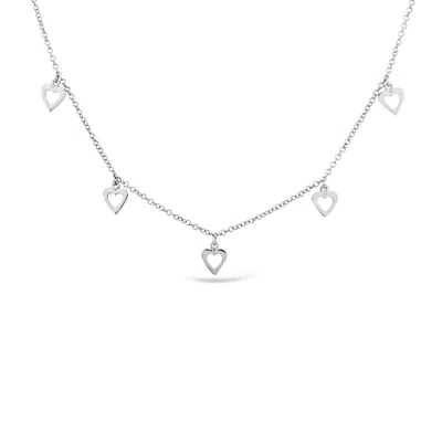 Lutiro Women's Silver Five Dangling Open Hearts Necklace