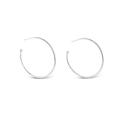 Lutiro Women's Silver Hoop Earrings 35mm