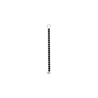 Lutiro Women's Silver Long Single Earring Black Cz Charm Stick