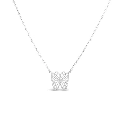 Lutiro Women's Silver Medium Filigree Butterfly Necklace