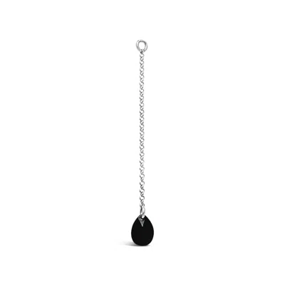 Lutiro Women's Silver Single Black Briolette Cz Drop Earring