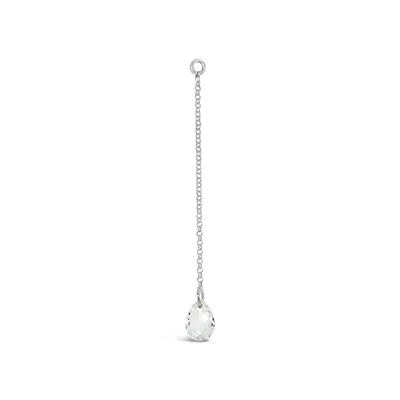 Lutiro Women's Silver Single White Briolette Cz Drop Earring