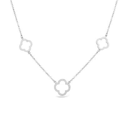 Lutiro Women's Silver Three Open Four Clover Necklace
