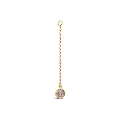 Lutiro Women's Single Earring Round Cz Charm With Chain - Gold
