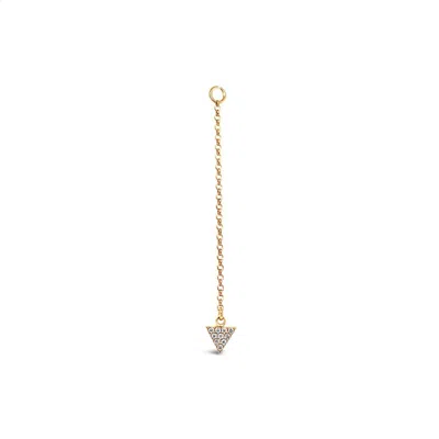 Lutiro Women's Single Earring Triangle Cz Charm With Chain - Gold
