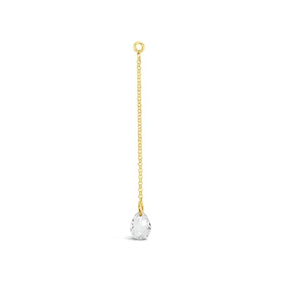 Lutiro Women's Single White Briolette Cz Drop Earring - Gold