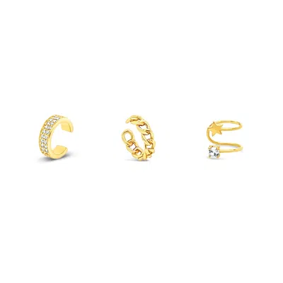 Lutiro Women's Three Cuff Earring Set - Gold
