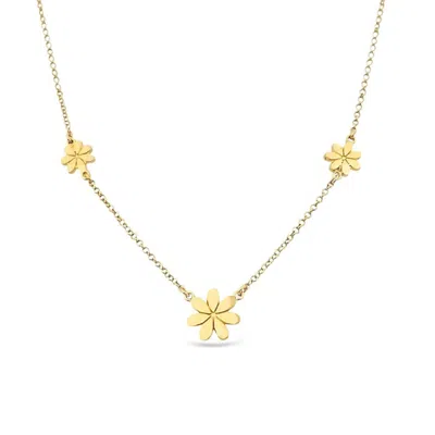 Lutiro Women's Three Daisey Flower Necklace - Gold