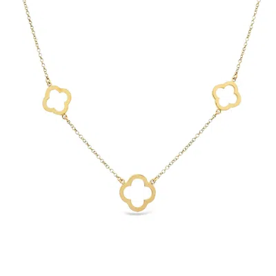 Lutiro Women's Three Open Four Clover Necklace - Gold