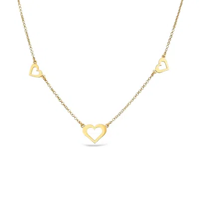 Lutiro Women's Three Open Hearts Necklace - Gold