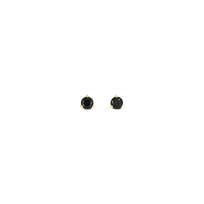 Lutiro Women's Three Prong Martini Five Mm Black Studs - 10k Gold