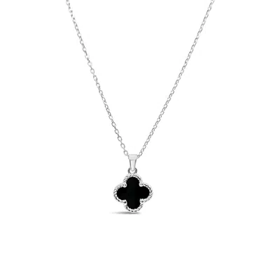 Lutiro Women's Twisted Clover Pendant-black Agate