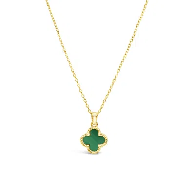 Lutiro Women's Twisted Clover Pendant-green Onyx - Gold