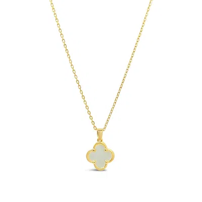 Lutiro Women's White Clover Pendant-mother Of Pearl-gold