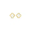 Lutiro Women's White Clover Stud Earring Ten Mm - Mother Of Pearl - Gold In White
