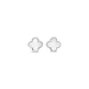 Lutiro Women's White Clover Stud Earring Ten Mm -mother Of Pearl In White