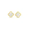 Lutiro Women's White Clover Stud Earring Twelve Mm - Mother Of Pearl - Gold In White