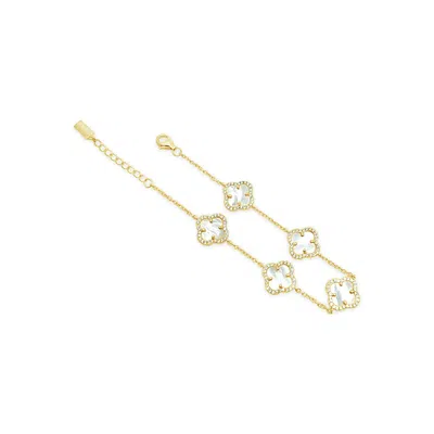 Lutiro Women's White Five Four Clover Bracelet-mother Of Pearl-gold