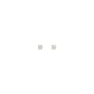 Lutiro Women's White Round Four Mm  Studs - 10k Gold