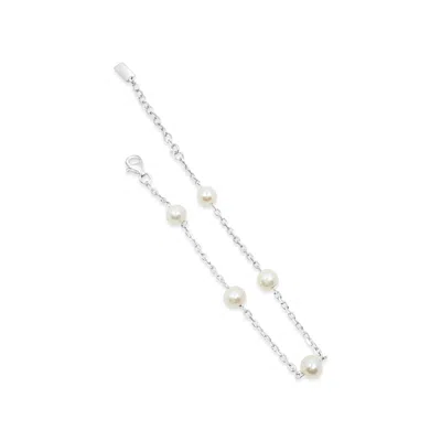 Lutiro Women's White / Silver Freshwater Pearl Orbit Bracelet In Multi