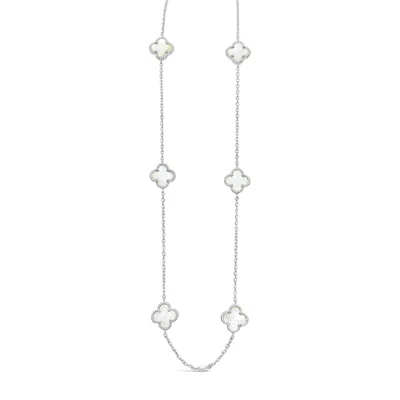 Lutiro Women's White / Silver Six Twisted Four Clover Necklace-mother Of Pearl In Multi