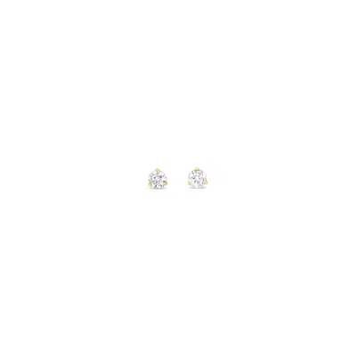 Lutiro Women's White Three Prong Martini Four Mm Studs - 10k Gold