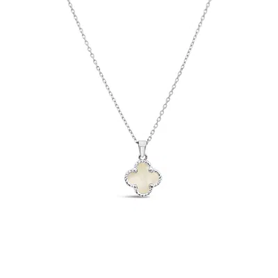 Lutiro Women's White Twisted Clover Pendant-mother Of Pearl
