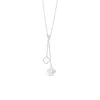 Lutiro Women's White Y Necklace Double Clover Mother Of Pearl