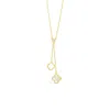 Lutiro Women's White Y Necklace Double Clover Mother Of Pearl-gold