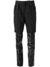 Lutz Huelle Contrasting Layered Trousers In Black