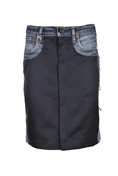 Lutz Huelle Mini Patchwork Skirt - Blue/black In Multi