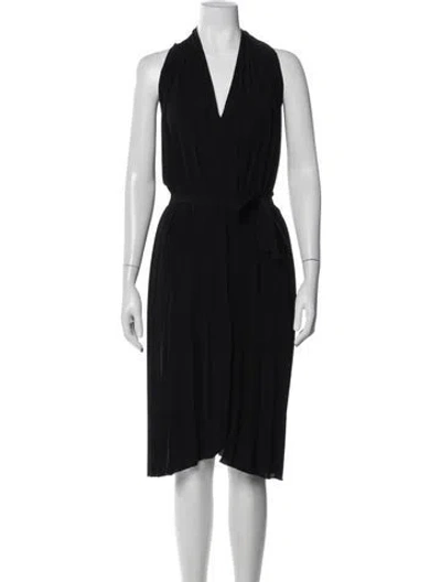 Pre-owned Lutz Huelle V-neck Knee-length Dress In Black