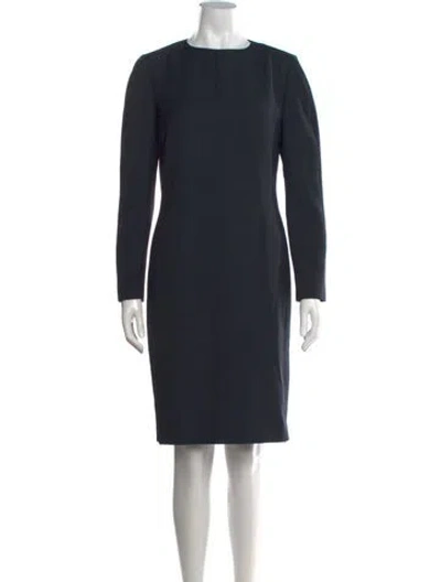 Pre-owned Lutz Huelle Wool Knee-length Dress In Blue