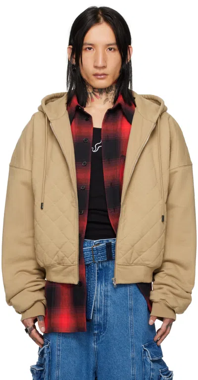Lu'u Dan Beige Quilted Hoodie In Sand