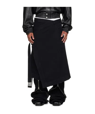 Lu'u Dan Black Apron Denim Skirt