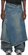Lu'u Dan Blue Apron Denim Skirt In Blue