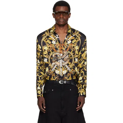 Lu'u Dan Black & Gold Slim Fit Shirt In Gilded Black