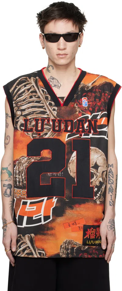 Lu'u Dan Black & Orange B Ball L-d Tank Top In Reaper Movie