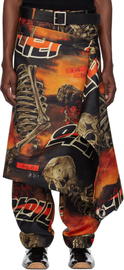 Lu'u Dan Black & Orange Bendera Wrap Skirt In Reaper Movie
