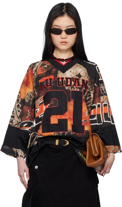 Lu'u Dan Black & Orange Hockey L-d T-shirt In Reaper Movie