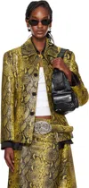 Lu'u Dan Black & Yellow 'year Of The Snake' Creep Leather Jacket In Jungle Carpet Python