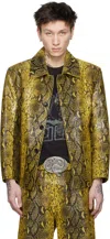 Lu'u Dan Black & Yellow 'year Of The Snake' Creep Leather Jacket In Jungle Carpet Python