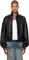 Lu'u Dan Black Blouson Leather Jacket In Black