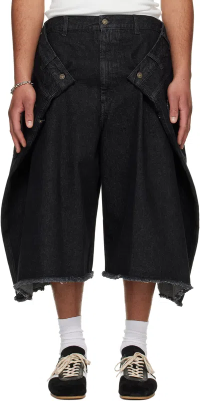 Lu'u Dan Maxi Belt Loop Denim Shorts In Black