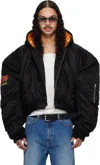 Lu'u Dan Black Distorted Ma1 Bomber Jacket In Black