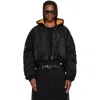 Lu'u Dan Distorted Ma1 Hooded Bomber Casual Jacket In Black