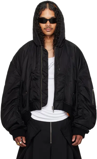 Lu'u Dan Black Distorted Ma1 Bomber Jacket