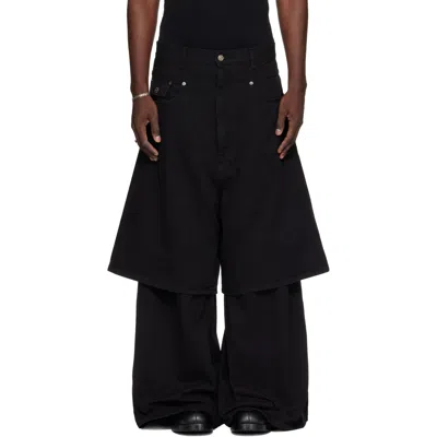 Lu'u Dan Black Double-deck Denim Jeans In Black Rinse