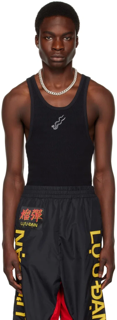 Lu'u Dan Black Embroidered Tank Top