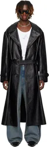 Lu'u Dan Black Jiman Leather Coat In Elephant Black